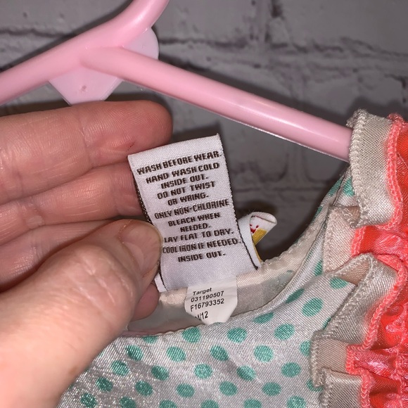 Hara Juku Mini Dress PolkaDot Mint Neon Coral/Pink - Picture 11 of 11